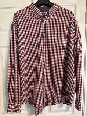 Mason James Red, Navy & White Check Button-Down Shirt